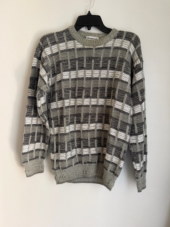 Florence Tricot Other - Florence Tricot Sweater Mens Small  Gray Geometric Knit Crewneck Pullover